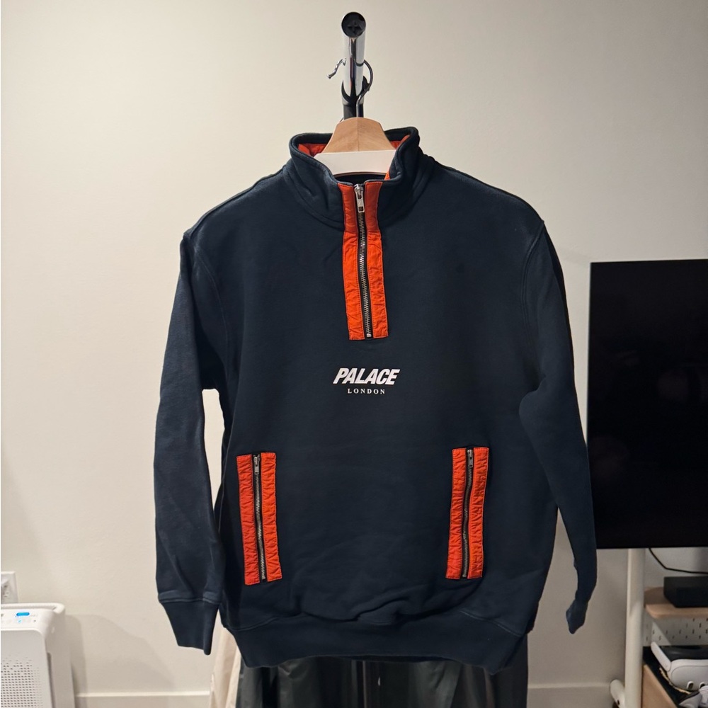 PALACE Black and Orange Quarter-Zip Sweatshirt